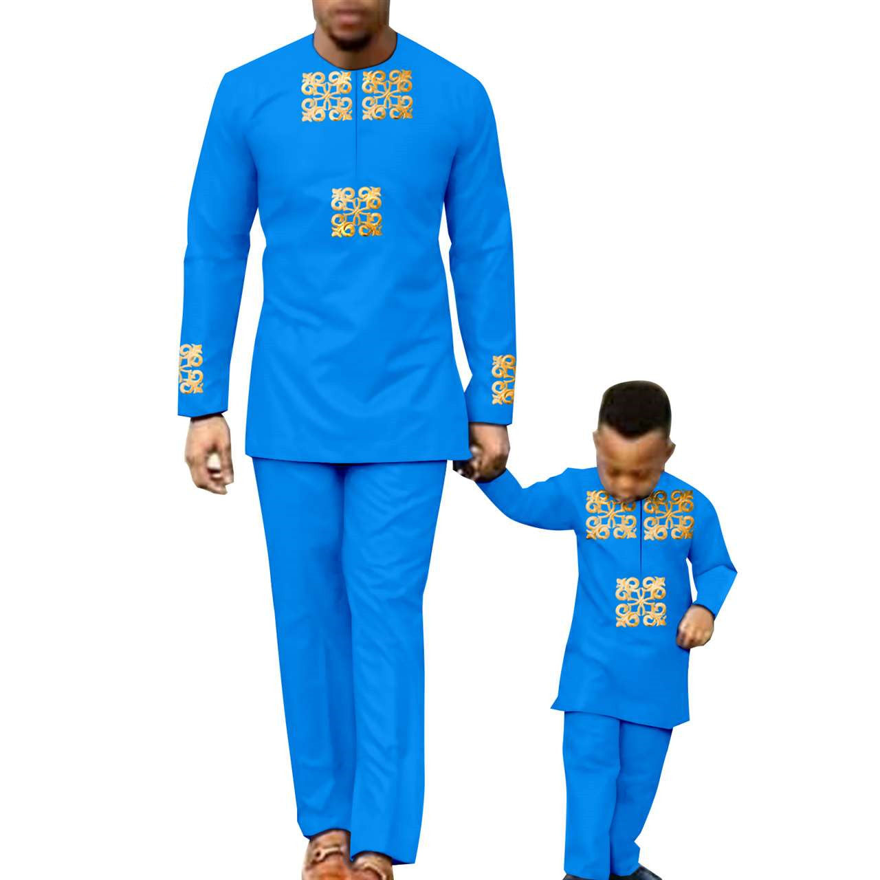 African clothes Men and Boys Suit Top and Pants Robe Outfits FM026-1