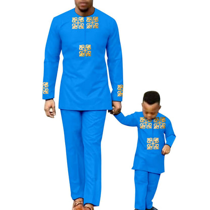 African clothes Men and Boys Suit Top and Pants Robe Outfits FM026-1