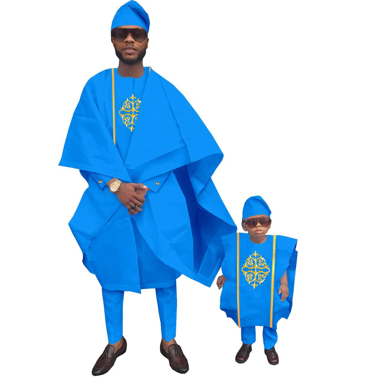 Family Outfits Father and Son Hat Robe Top and Pant Sets FM021-1