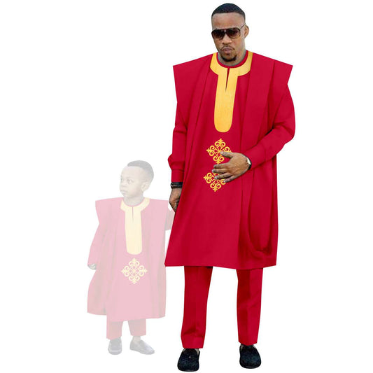 Father and Son Suits Appliques Robe Top and Pant Sets FM014-2