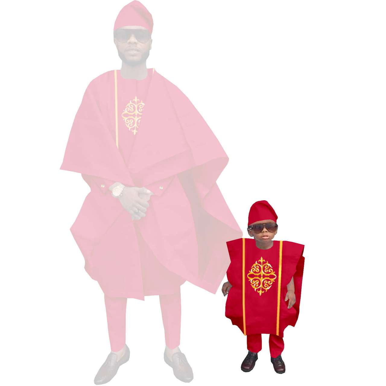 Family Outfits Father and Son Hat Robe Top and Pant Sets FM021-2