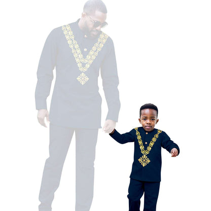 African Clothes Father and Son Appliques Sets Outfits FM029-2