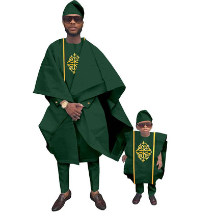 Family Outfits Father and Son Hat Robe Top and Pant Sets FM021-2