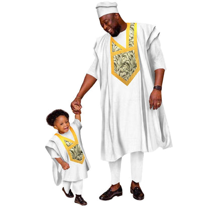 Father and Son Outfits Appliques Top and Pants Sets