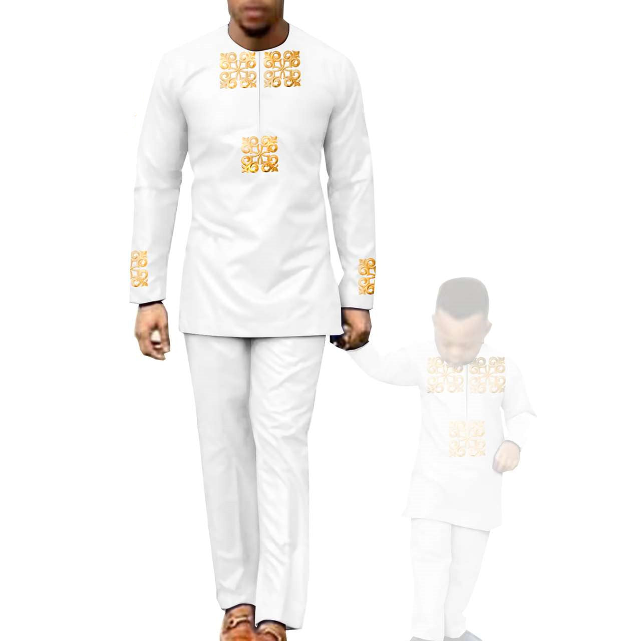 African clothes Men and Boys Suit Top and Pants Robe Sets Outfits