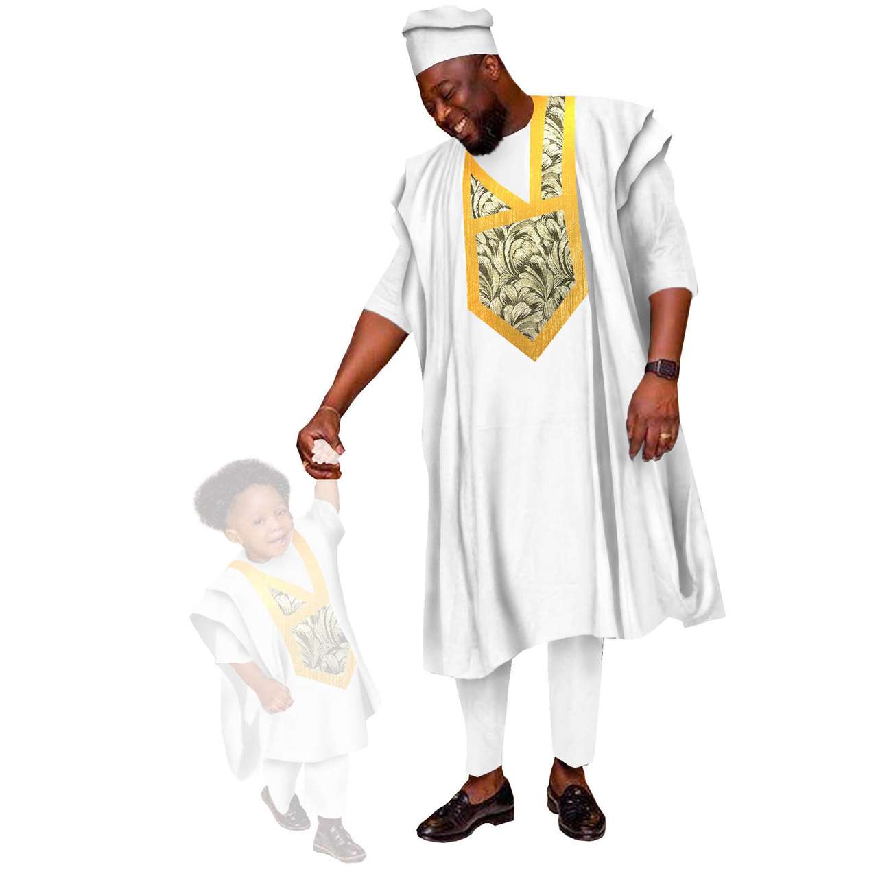 Father and Son Outfits Appliques Top and Pants Sets