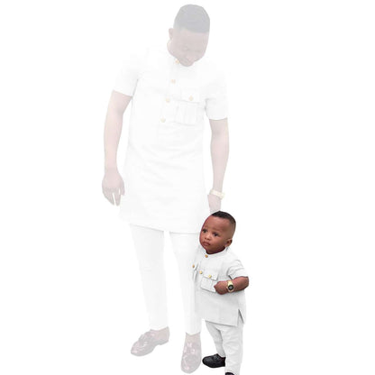 Father and Son Summer Dashiki Short Sleeve Top and Pant Sets