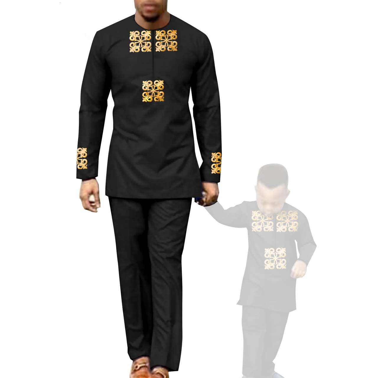 African clothes Men and Boys Suit Top and Pants Robe Sets Outfits