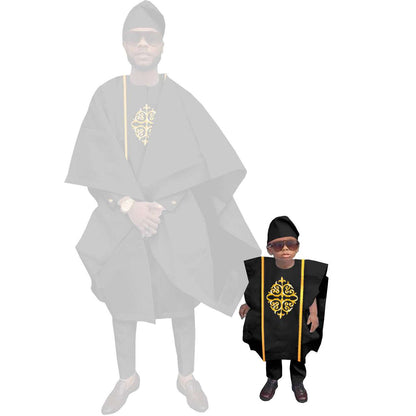 Family Outfits Father and Son Hat Robe Top and Pant Sets