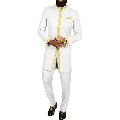 Men African Suits Single Breasted Jacket and Pant Formal Outfits MS032