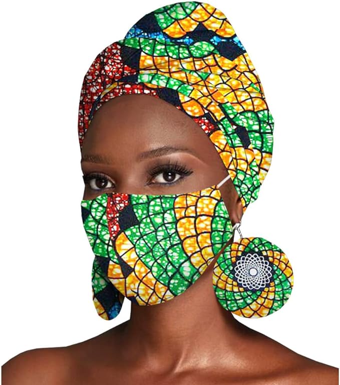 Headscarf Print Ankara Bandana Match Earrings