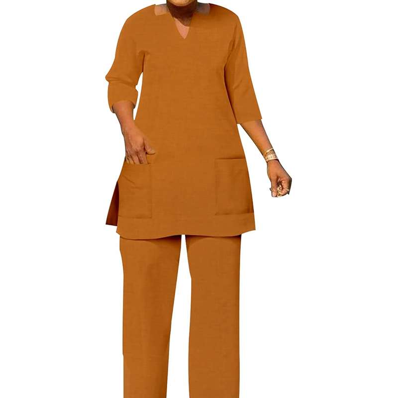 African Suits for Women Short Sleeve Shirt and Pants Casual Tracksuit