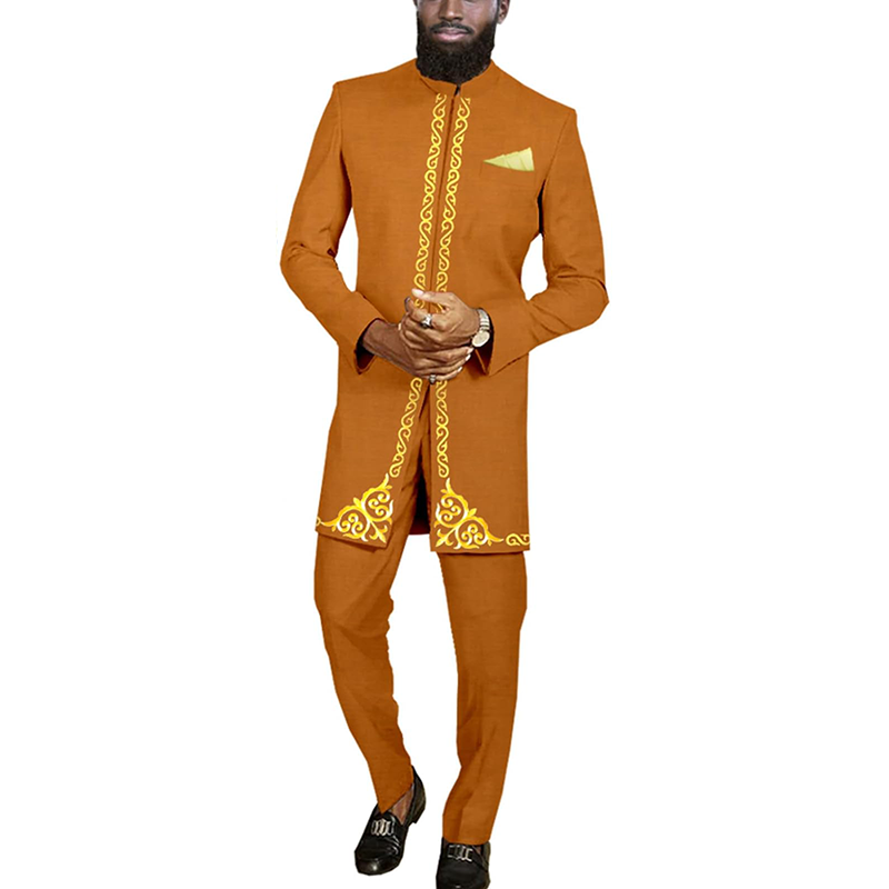 African Clothes Blazer and Pants 2 Pieces Set For Man MS035