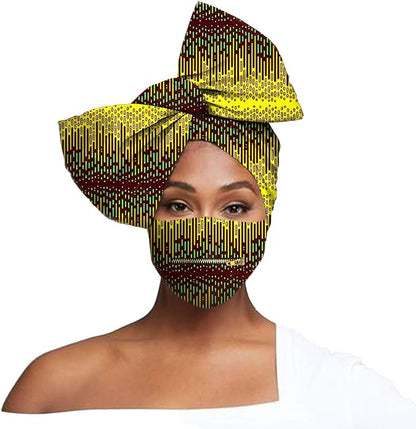 Women  African Head Scarf  Hair Accessories Print Mask with Zipper