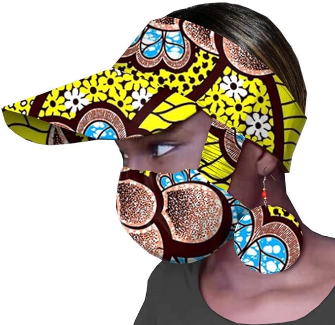 African Accessories Hat Brand Print Ankara Match Print Mask