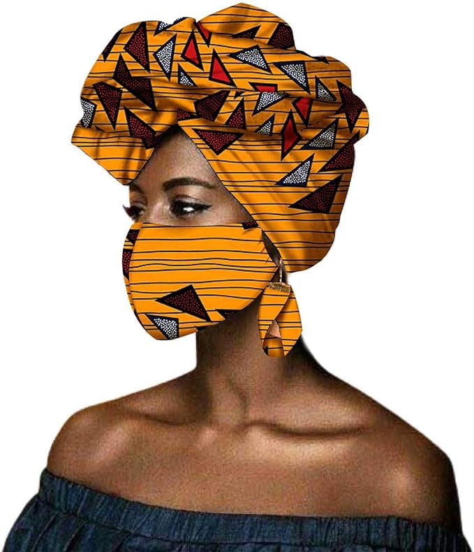 African Head scarf Print Ankara Bandana Match Earrings