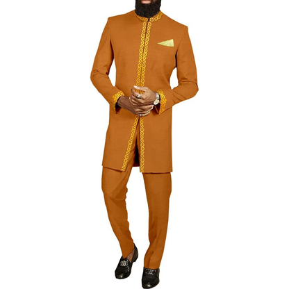 Men African Suits Single Breasted Jacket and Pant Formal Outfits MS032