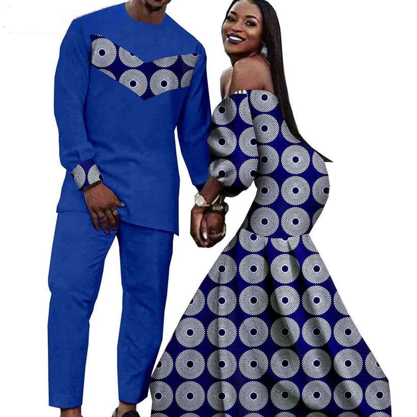 Couples African Dresses Women Print Long Match Men Sets CC005-2